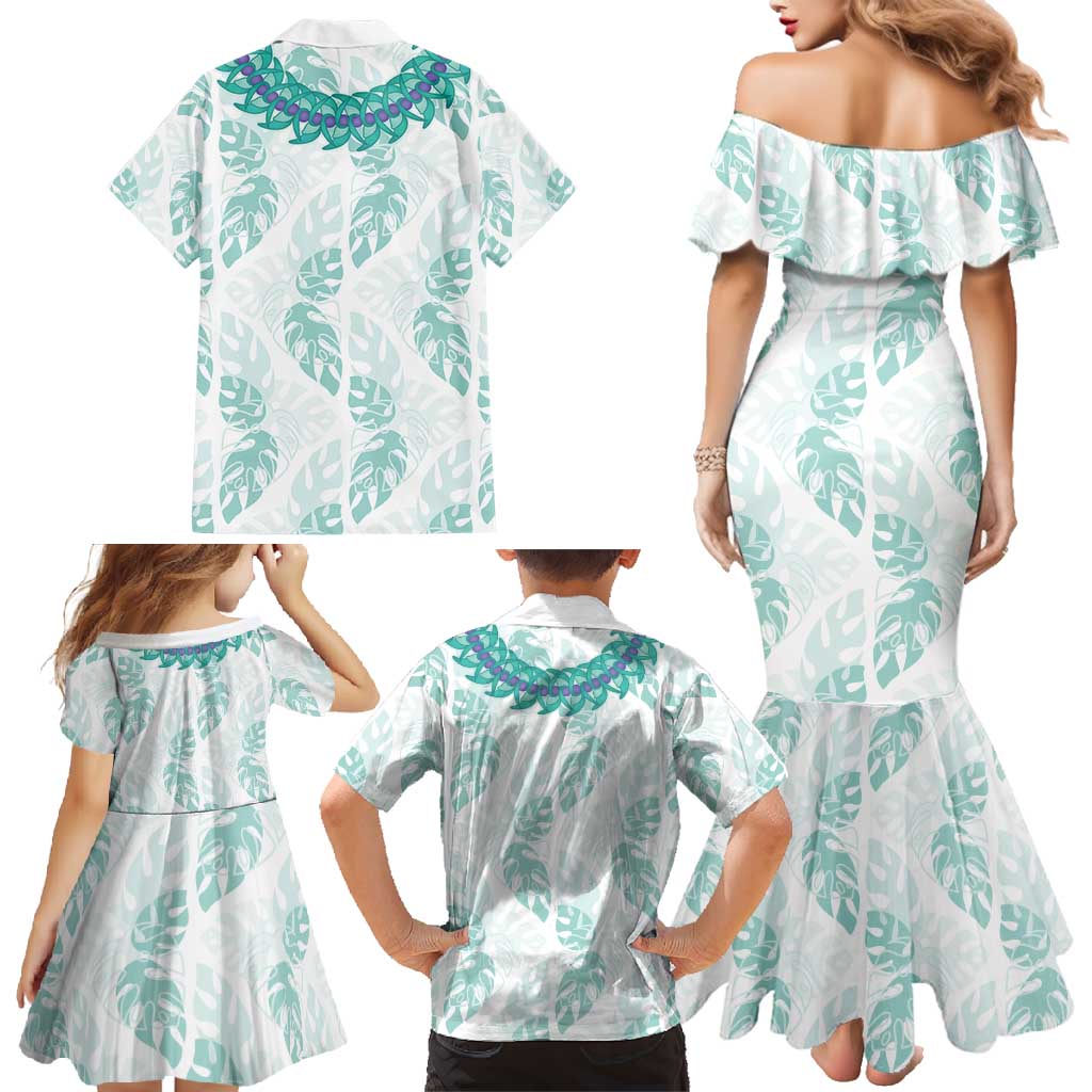 Jade Vine Lei Hawaii Family Matching Mermaid Dress and Hawaiian Shirt Aloha Seamless Tropical Leaves - Polynesian Pride