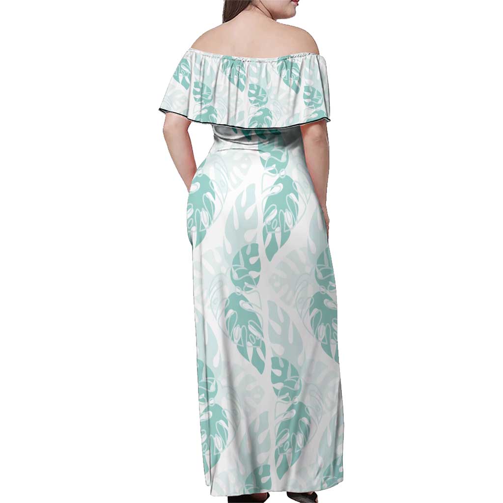 Jade Vine Lei Hawaii Family Matching Off Shoulder Maxi Dress and Hawaiian Shirt Aloha Seamless Tropical Leaves - Polynesian Pride