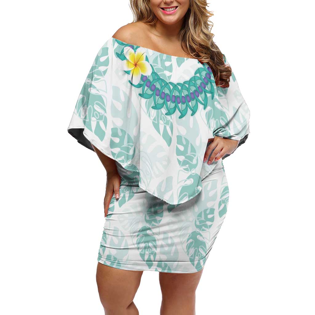 Jade Vine Lei Hawaii Family Matching Off Shoulder Short Dress and Hawaiian Shirt Aloha Seamless Tropical Leaves - Polynesian Pride