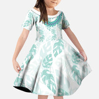 Jade Vine Lei Hawaii Family Matching Puletasi and Hawaiian Shirt Aloha Seamless Tropical Leaves LT14 Daughter's Dress White - Polynesian Pride