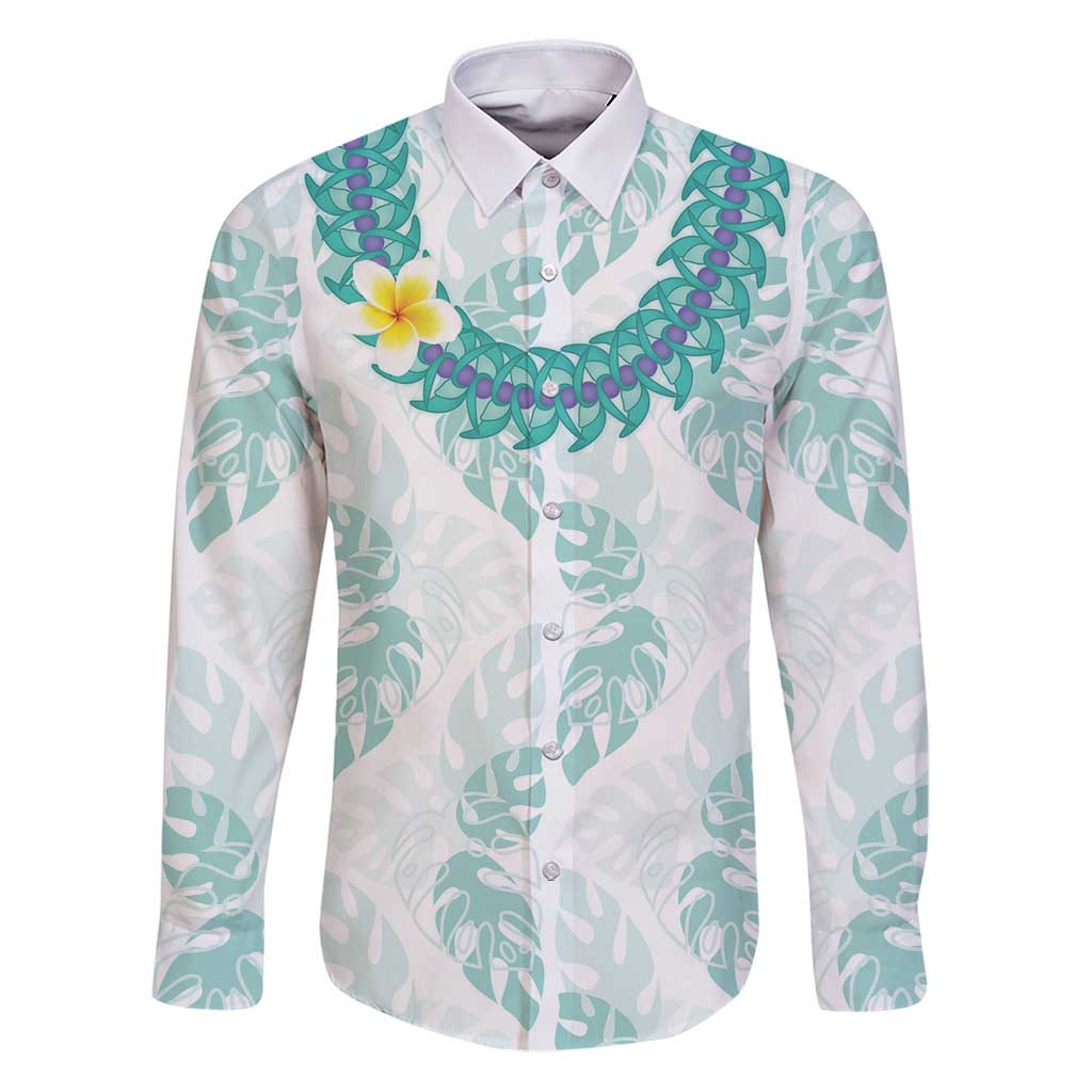 Jade Vine Lei Hawaii Family Matching Puletasi and Hawaiian Shirt Aloha Seamless Tropical Leaves LT14 Dad's Shirt - Long Sleeve White - Polynesian Pride