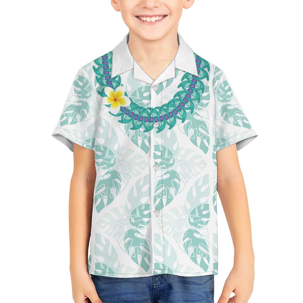 Jade Vine Lei Hawaii Family Matching Puletasi and Hawaiian Shirt Aloha Seamless Tropical Leaves LT14 Son's Shirt White - Polynesian Pride