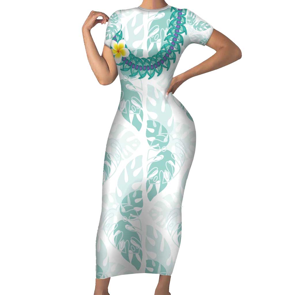 Jade Vine Lei Hawaii Family Matching Short Sleeve Bodycon Dress and Hawaiian Shirt Aloha Seamless Tropical Leaves - Polynesian Pride
