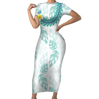Jade Vine Lei Hawaii Family Matching Short Sleeve Bodycon Dress and Hawaiian Shirt Aloha Seamless Tropical Leaves - Polynesian Pride