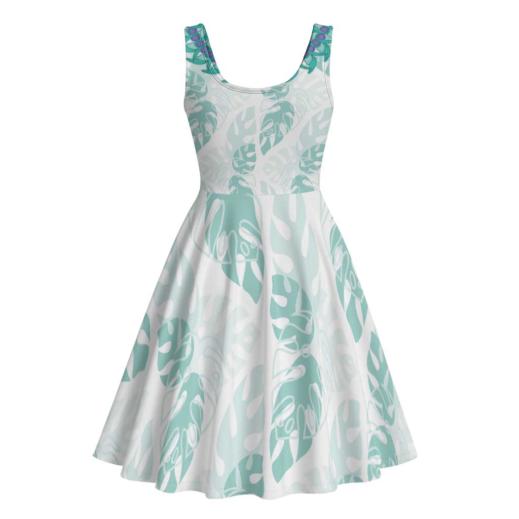 Jade Vine Lei Hawaii Midi Dress Aloha Seamless Tropical Leaves - Polynesian Pride