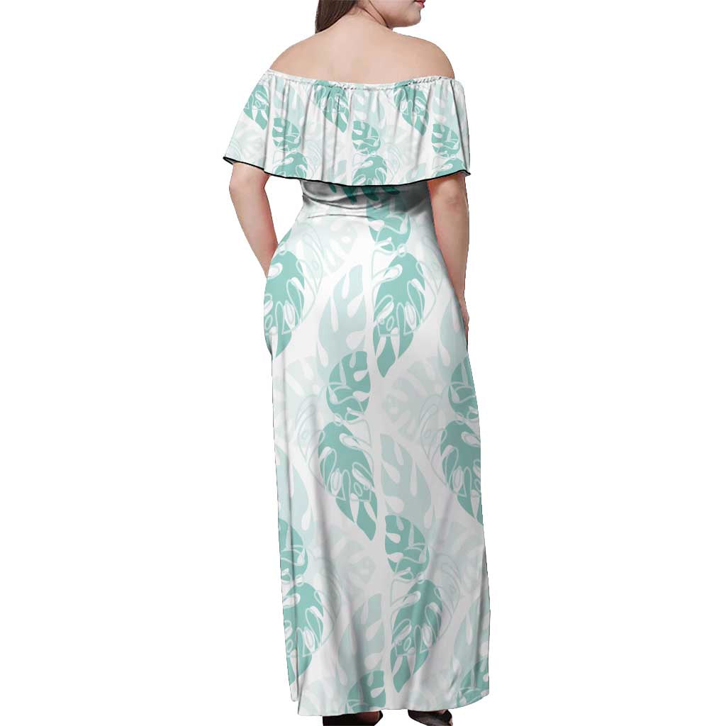 Jade Vine Lei Hawaii Off Shoulder Maxi Dress Aloha Seamless Tropical Leaves - Polynesian Pride