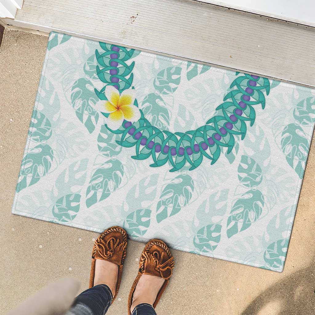 Jade Vine Lei Hawaii Rubber Doormat Aloha Seamless Tropical Leaves - Polynesian Pride