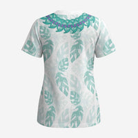 Jade Vine Lei Hawaii Scrub Top Aloha Seamless Tropical Leaves - Polynesian Pride