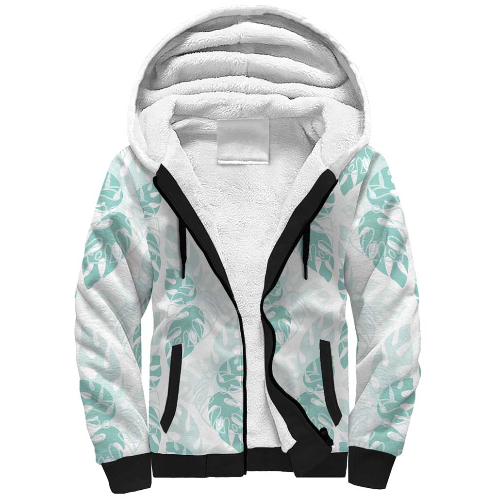 Jade Vine Lei Hawaii Sherpa Hoodie Aloha Seamless Tropical Leaves - Polynesian Pride