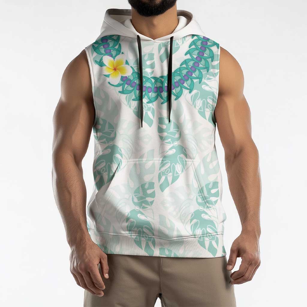 Jade Vine Lei Hawaii Sleeveless Hoodie Aloha Seamless Tropical Leaves - Polynesian Pride