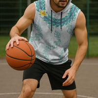 Jade Vine Lei Hawaii Sleeveless Hoodie Aloha Seamless Tropical Leaves - Polynesian Pride