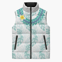Jade Vine Lei Hawaii Sleeveless Puffer Jacket Aloha Seamless Tropical Leaves - Polynesian Pride