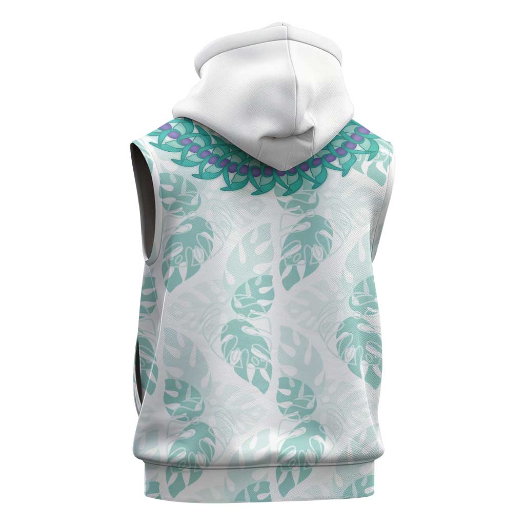Jade Vine Lei Hawaii Sleeveless Zip Hoodie Aloha Seamless Tropical Leaves - Polynesian Pride
