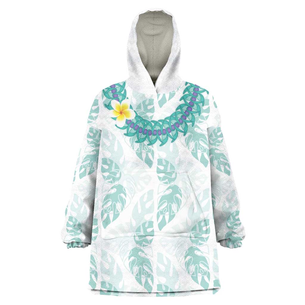 Jade Vine Lei Hawaii Wearable Blanket Hoodie Aloha Seamless Tropical Leaves - Polynesian Pride