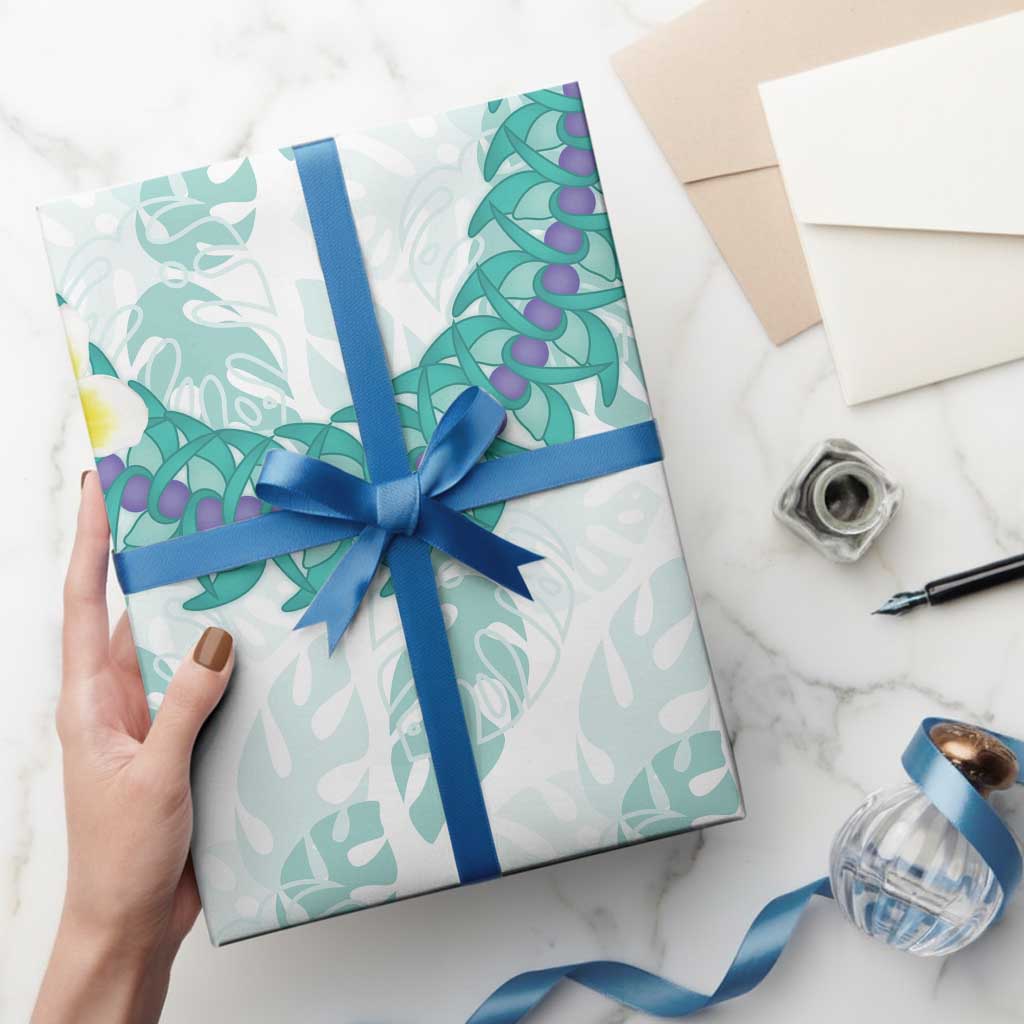 Jade Vine Lei Hawaii Wrapping Paper Aloha Seamless Tropical Leaves - Polynesian Pride