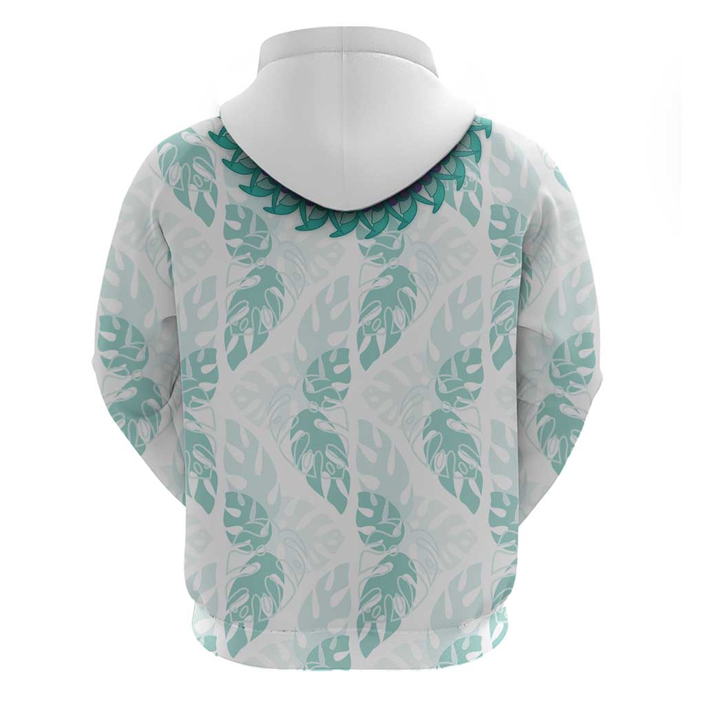 Jade Vine Lei Hawaii Zip Hoodie Aloha Seamless Tropical Leaves - Polynesian Pride