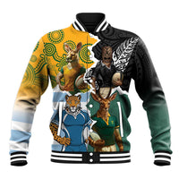 Personalised Rugby 2025 Championship Baseball Jacket Southern Hemisphere Countries Mascots - Polynesian Pride