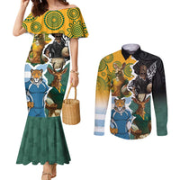 Personalised Rugby 2025 Championship Couples Matching Mermaid Dress and Long Sleeve Button Shirt Southern Hemisphere Countries Mascots - Polynesian Pride