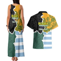 Personalised Rugby 2025 Championship Couples Matching Tank Maxi Dress and Hawaiian Shirt Southern Hemisphere Countries Mascots - Polynesian Pride