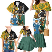 Personalised Rugby 2025 Championship Family Matching Mermaid Dress and Hawaiian Shirt Southern Hemisphere Countries Mascots - Polynesian Pride