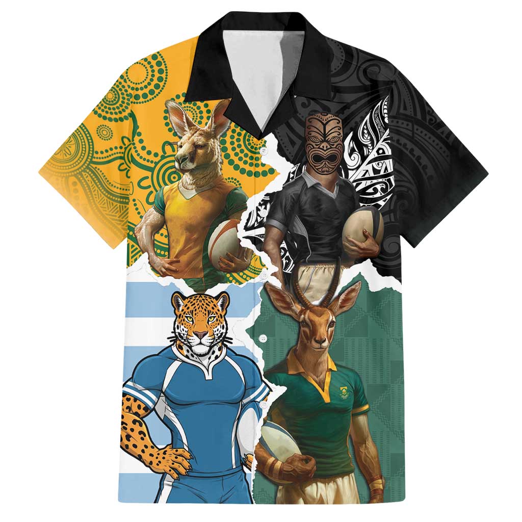 Personalised Rugby 2025 Championship Family Matching Summer Maxi Dress and Hawaiian Shirt Southern Hemisphere Countries Mascots - Polynesian Pride