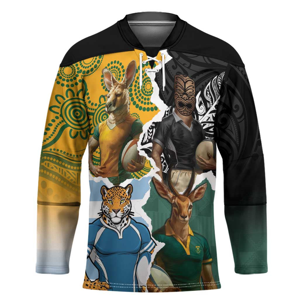 Personalised Rugby 2025 Championship Hockey Jersey Southern Hemisphere Countries Mascots - Polynesian Pride