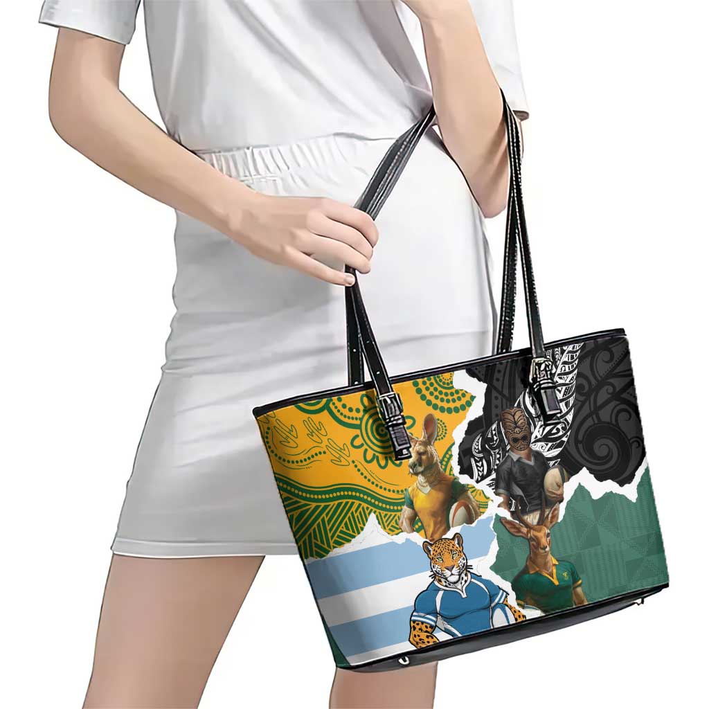 Rugby 2025 Championship Leather Tote Bag Southern Hemisphere Countries Mascots LT14 - Polynesian Pride