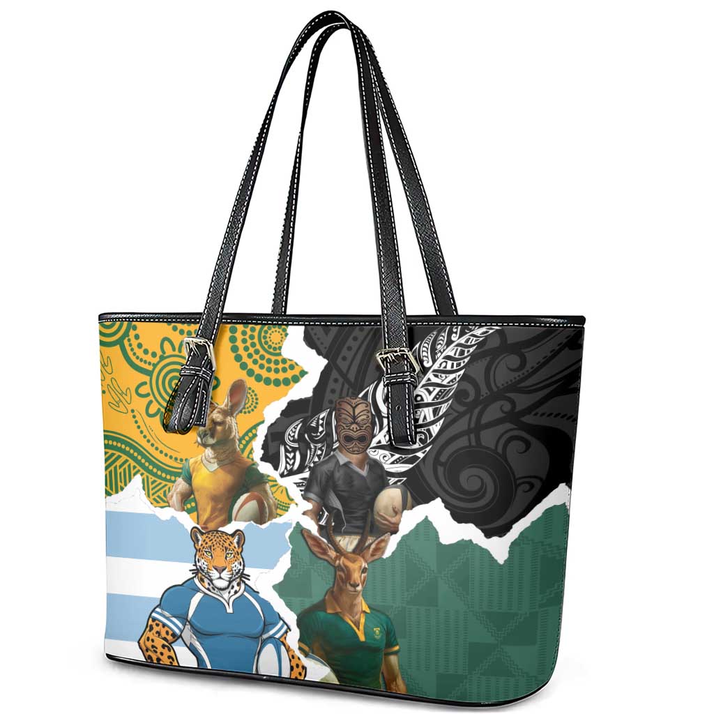 Rugby 2025 Championship Leather Tote Bag Southern Hemisphere Countries Mascots LT14 - Polynesian Pride