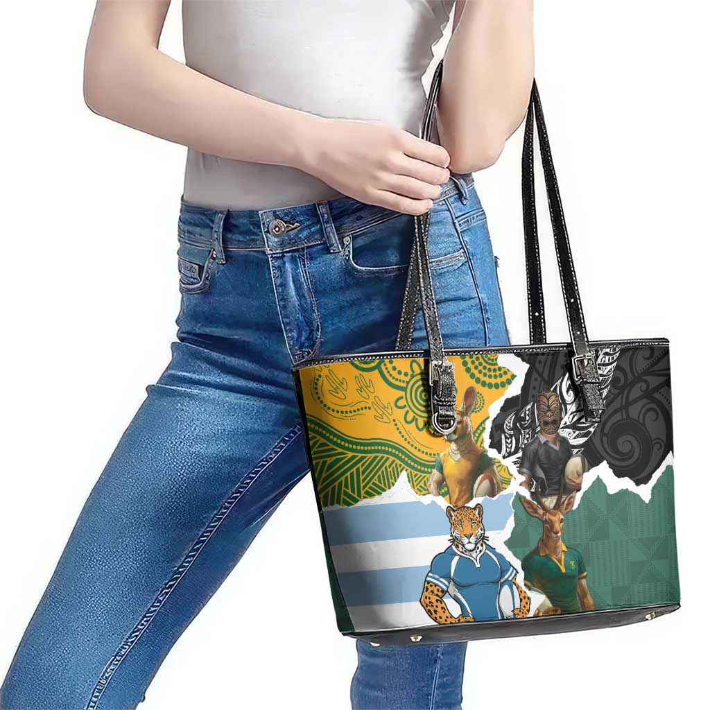 Rugby 2025 Championship Leather Tote Bag Southern Hemisphere Countries Mascots LT14 - Polynesian Pride
