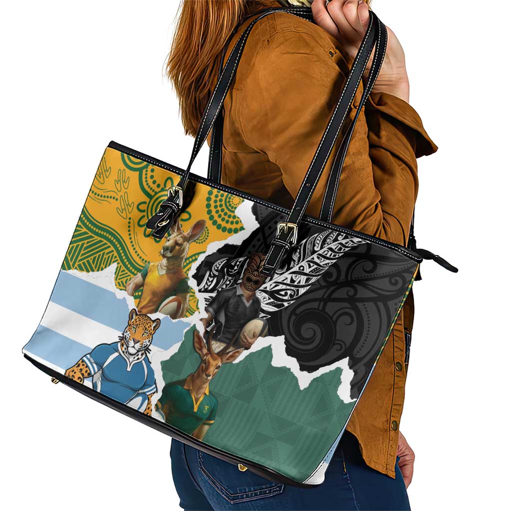 Rugby 2025 Championship Leather Tote Bag Southern Hemisphere Countries Mascots LT14 - Polynesian Pride