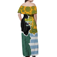 Personalised Rugby 2025 Championship Off Shoulder Maxi Dress Southern Hemisphere Countries Mascots - Polynesian Pride