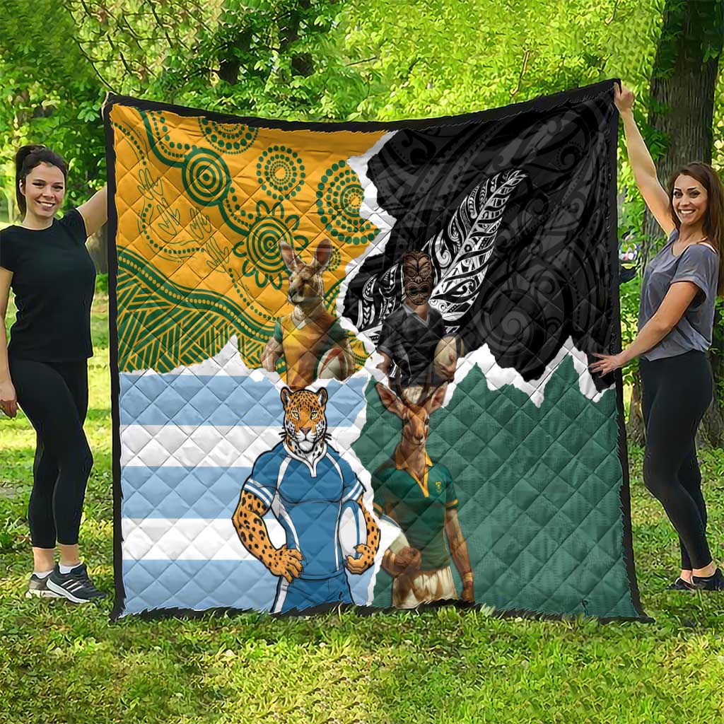 Rugby 2025 Championship Quilt Southern Hemisphere Countries Mascots - Polynesian Pride