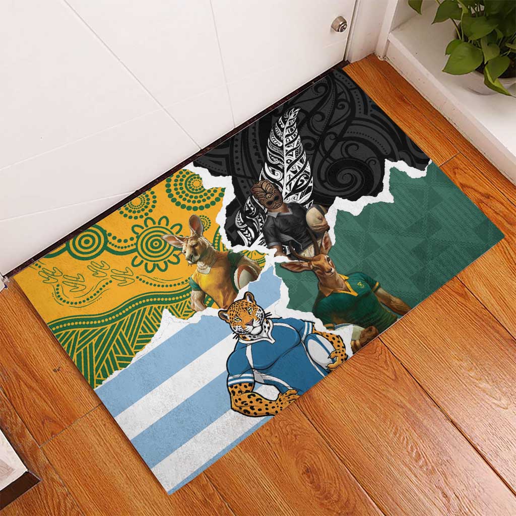 Rugby 2025 Championship Rubber Doormat Southern Hemisphere Countries Mascots - Polynesian Pride
