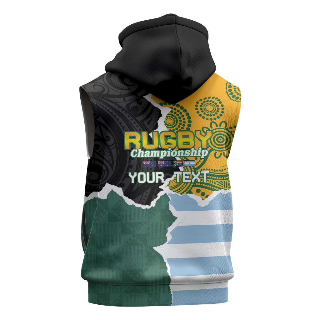 Personalised Rugby 2025 Championship Sleeveless Hoodie Southern Hemisphere Countries Mascots - Polynesian Pride