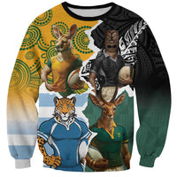 Personalised Rugby 2025 Championship Sweatshirt Southern Hemisphere Countries Mascots - Polynesian Pride