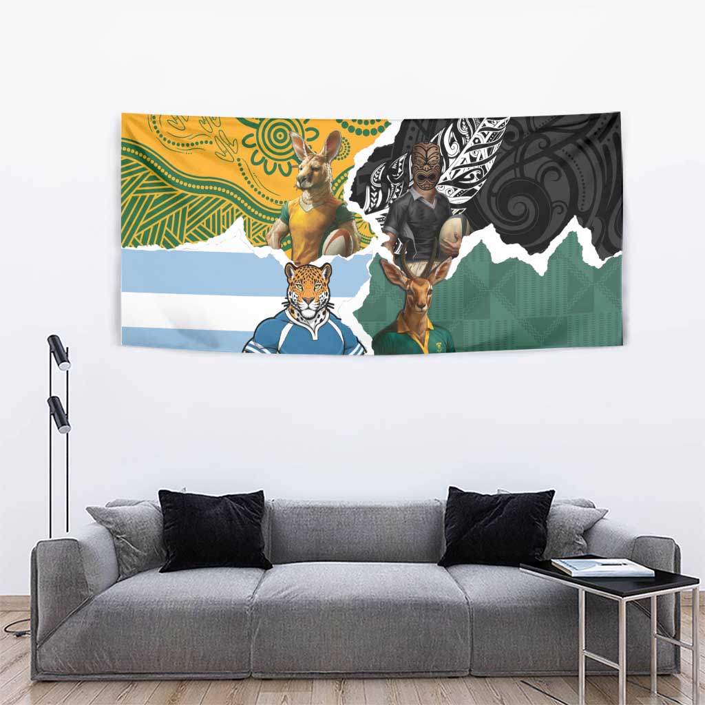 Rugby 2025 Championship Tapestry Southern Hemisphere Countries Mascots - Polynesian Pride