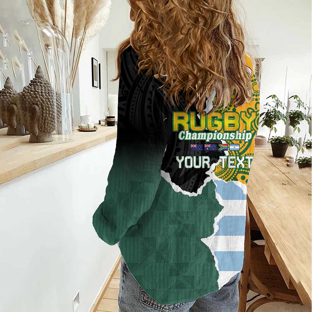 Personalised Rugby 2025 Championship Women Casual Shirt Southern Hemisphere Countries Mascots - Polynesian Pride