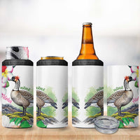 Aloha Hawaii Nene Goose 4 in 1 Can Cooler Tumbler Tropical Flowers Watercolor Stylized - Polynesian Pride