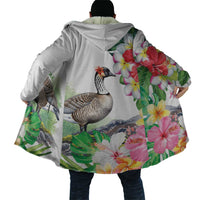 Aloha Hawaii Nene Goose Cloak Tropical Flowers Watercolor Stylized - Polynesian Pride