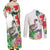 Aloha Hawaii Nene Goose Couples Matching Off Shoulder Maxi Dress and Long Sleeve Button Shirt Tropical Flowers Watercolor Stylized - Polynesian Pride