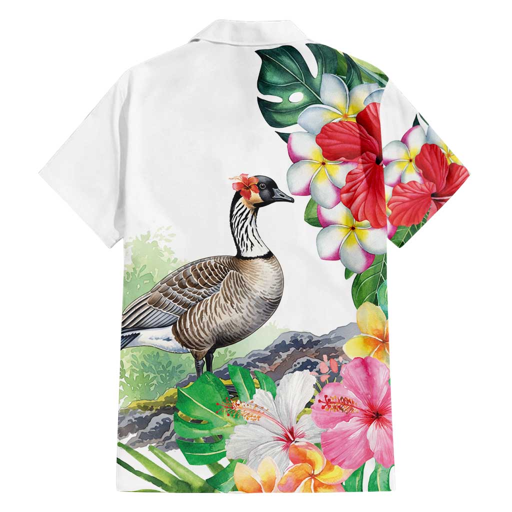 Aloha Hawaii Nene Goose Family Matching Off Shoulder Maxi Dress and Hawaiian Shirt Tropical Flowers Watercolor Stylized - Polynesian Pride
