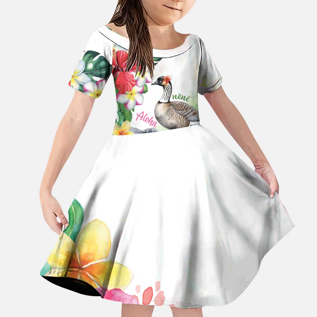 Aloha Hawaii Nene Goose Family Matching Puletasi and Hawaiian Shirt Tropical Flowers Watercolor Stylized - Polynesian Pride