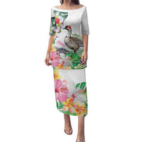 Aloha Hawaii Nene Goose Family Matching Puletasi and Hawaiian Shirt Tropical Flowers Watercolor Stylized - Polynesian Pride