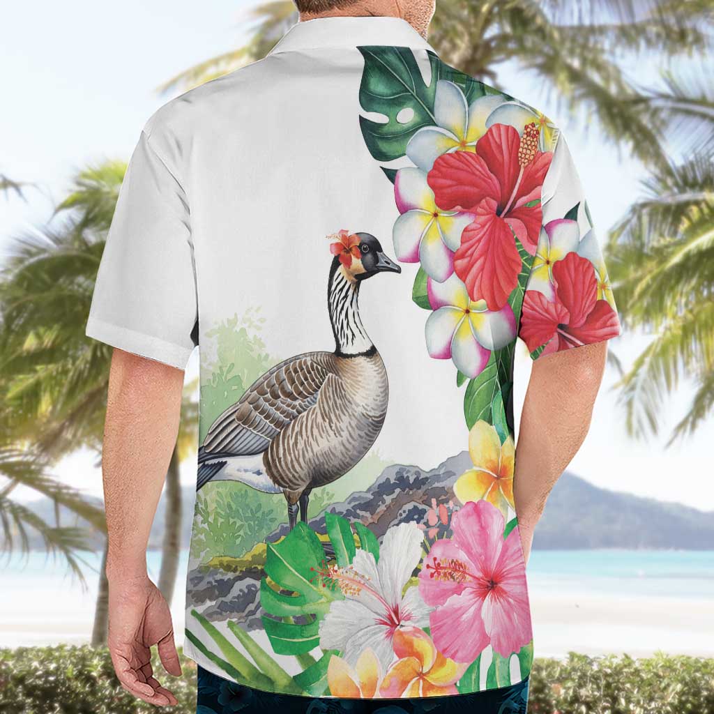 Aloha Hawaii Nene Goose Hawaiian Shirt Tropical Flowers Watercolor Stylized - Polynesian Pride