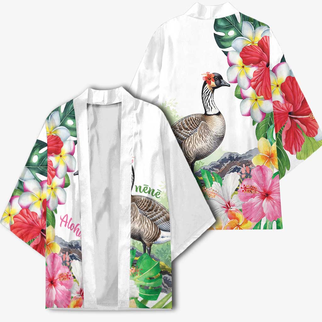 Aloha Hawaii Nene Goose Kimono Tropical Flowers Watercolor Stylized - Polynesian Pride