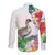 Aloha Hawaii Nene Goose Long Sleeve Button Shirt Tropical Flowers Watercolor Stylized - Polynesian Pride