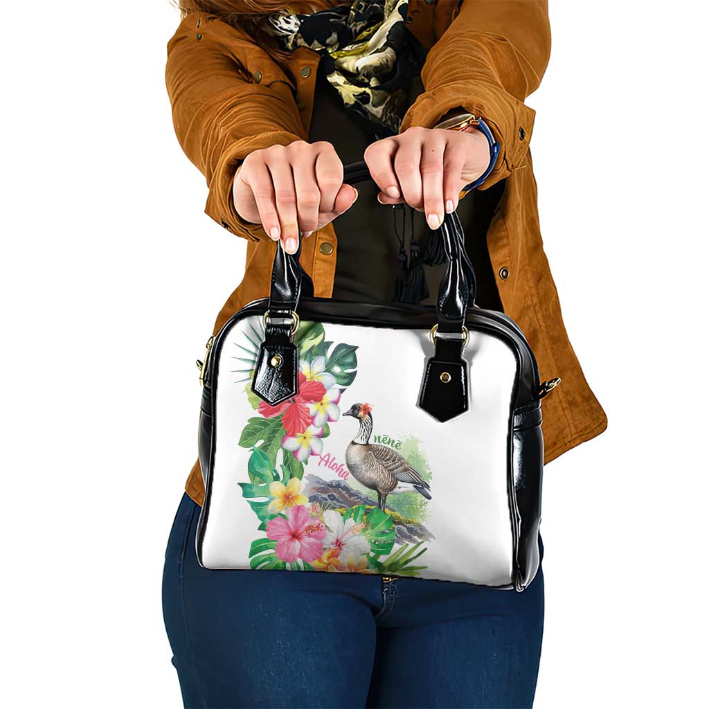 Aloha Hawaii Nene Goose Shoulder Handbag Tropical Flowers Watercolor Stylized - Polynesian Pride