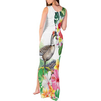 Aloha Hawaii Nene Goose Tank Maxi Dress Tropical Flowers Watercolor Stylized - Polynesian Pride