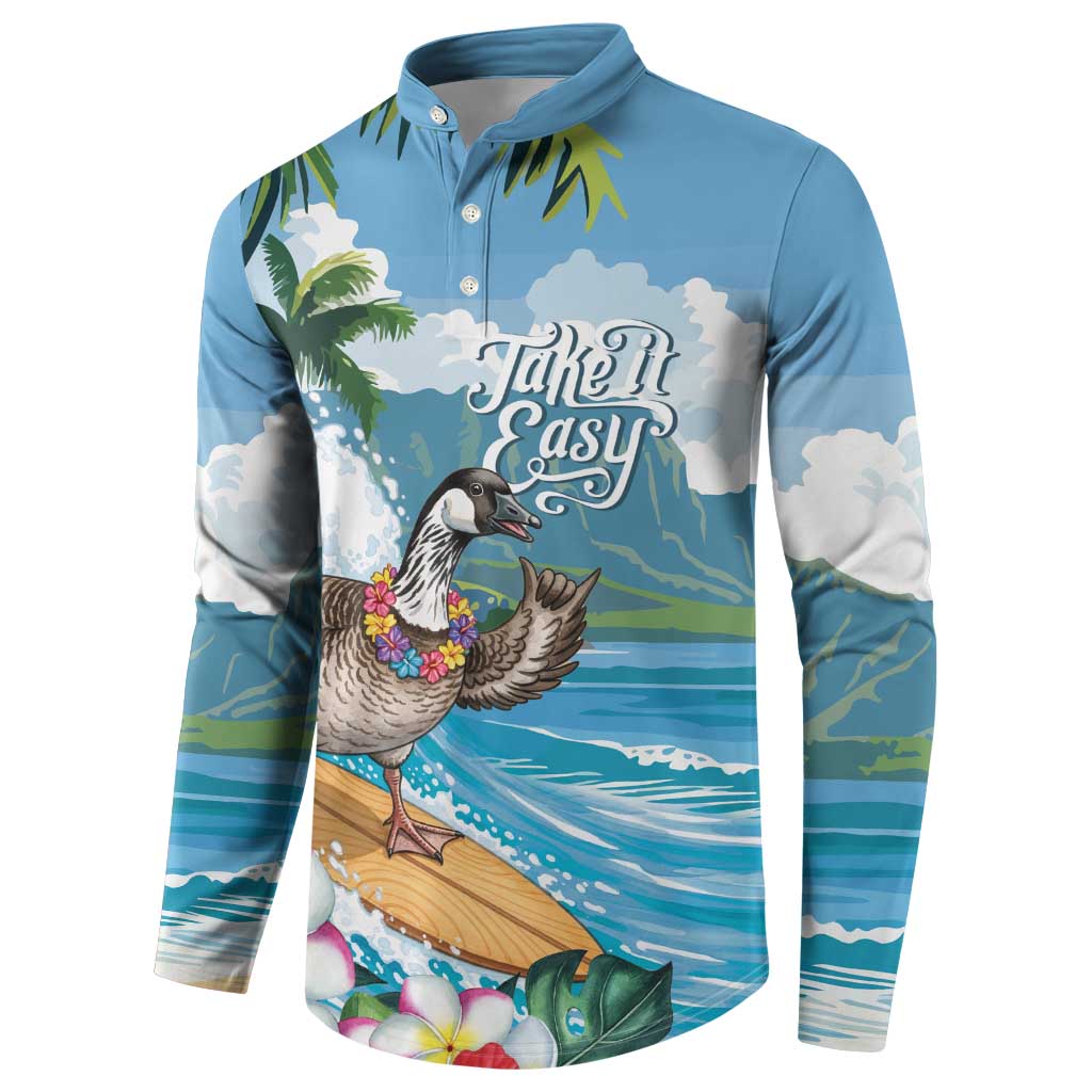 Aloha Hawaii Shaka Nene Goose Button Sweatshirt Surfing Take It Easy - Polynesian Pride