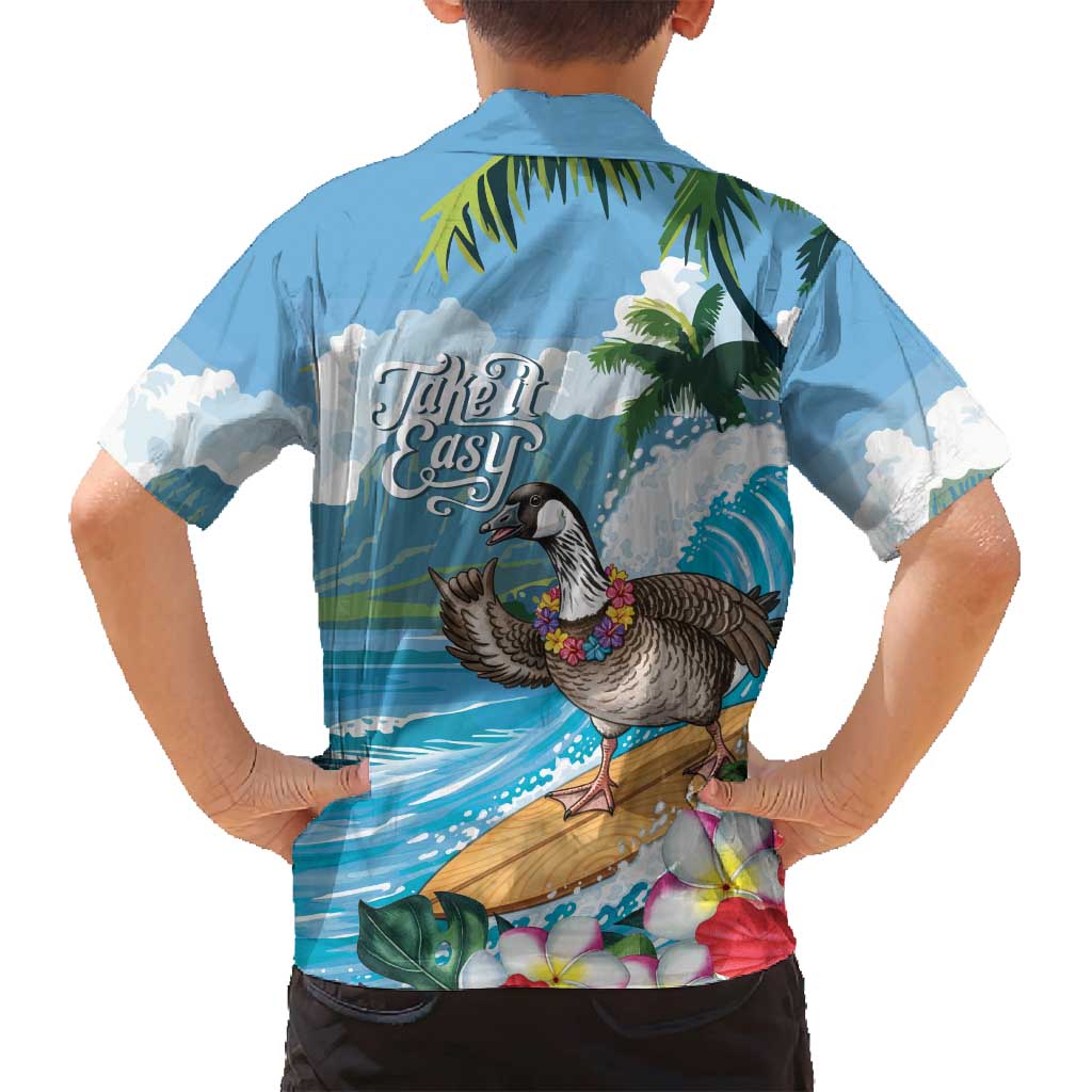 Aloha Hawaii Shaka Nene Goose Family Matching Off Shoulder Short Dress and Hawaiian Shirt Surfing Take It Easy - Polynesian Pride